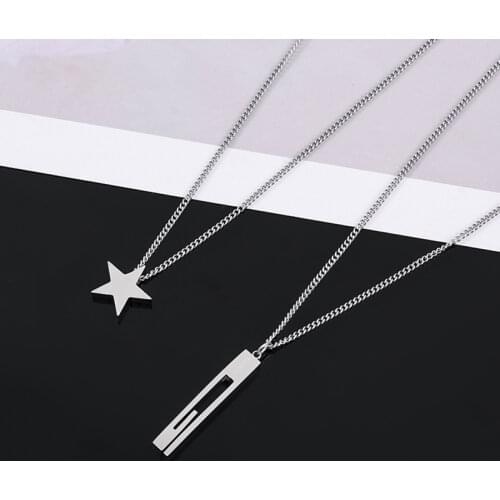 Titanium steel Star Pendant Unisex Necklace Fashion Hip-Hop Minimalist Sweater Chain Personality Vintage Multi-Layer Jewelry New