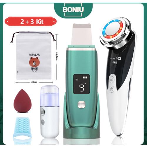 Ultrasonic Skin Scrubber Facial Peeling Pore Cleaner Blackhead Remover Vacuum EMS Radio Mesotherapy LED Electroporation lifting