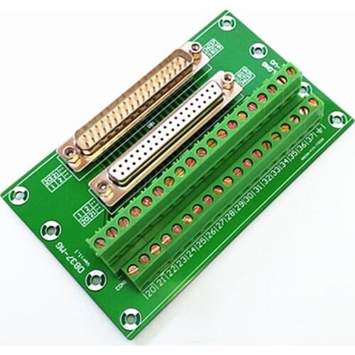 D-SUB DB37 Male and Female Header Breakout Board, Terminal Block, Connector