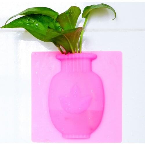 Flower Vase Silicone Sticky Vase Wall-Mounted Sticky Wall Magic Plant Vases Indoor Drilling-Free Reusable Home Decor