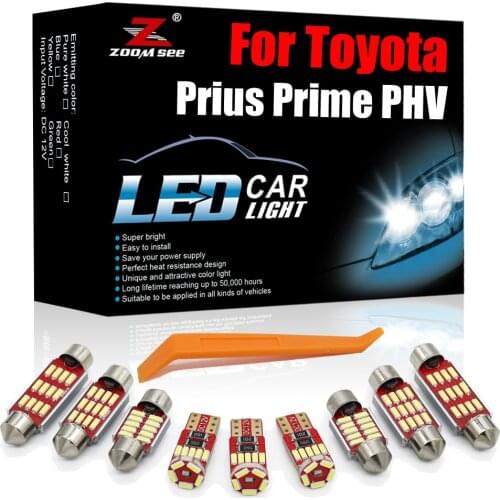 Brightest White Canbus LED Interior Kit 12pcs For Toyota Prius Prime PHV 2016-2020 Auto License Plate Dome Map Light Accessories