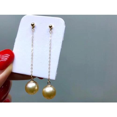 Pearl Earrings 9-10mm D109 Fine Jewelry Pure 18 K Gold Natura Ocean Sea Pearl Earrings for Women Fine Pearl Earrings