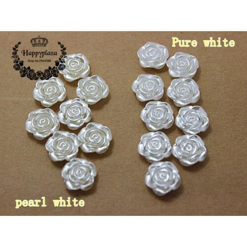 100pcs 12mm Resin ABS Imitation Pearls Rose Flower Flat Back Cabochon Pearls DIY Scrapbooking Craft/Wedding Decoration