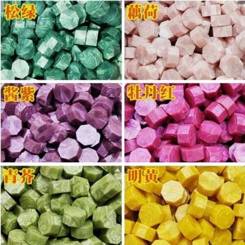 100Pcs pearl pink Retro Octagon Stamping Sealing Wax Beads Wax Seal Stamps for Envelope Documents Wedding Invitation Decorative