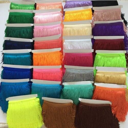 10Y/Lot 15cm Polyester Ribs Stage Dance Costume Accessories Latin Dance Tassel Lace Decorative Accessories