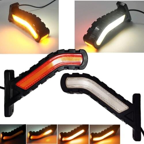 New 2PCS Truck Trailer LED Neon Stalk Side Marker Light 24V Truck Position Lamp Waterproof Three Side Color Amber Red White