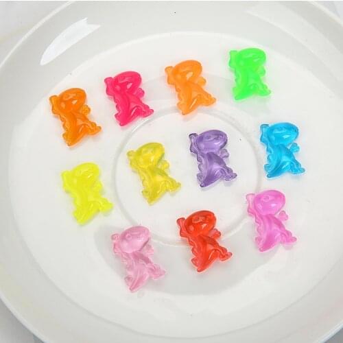 20pcs 19*13mm Mixed Multicolor Flat back Gitter Animal dinos flatback resin cabochon Decoration Crafts For DIY Jewelry Materials