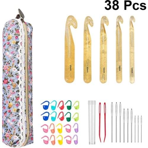 38Pcs ABS Crystal Plastic Crochet Set DIY Knitting Tools Colorful Weaving Supplies for Practice Professional