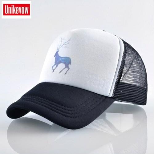UNIKEVOW Deer printed Mesh Baseball Cap Men Summer Outdoor Sport Snapback Hat Women Racing Cap Hip Hop Casquette Skateboard