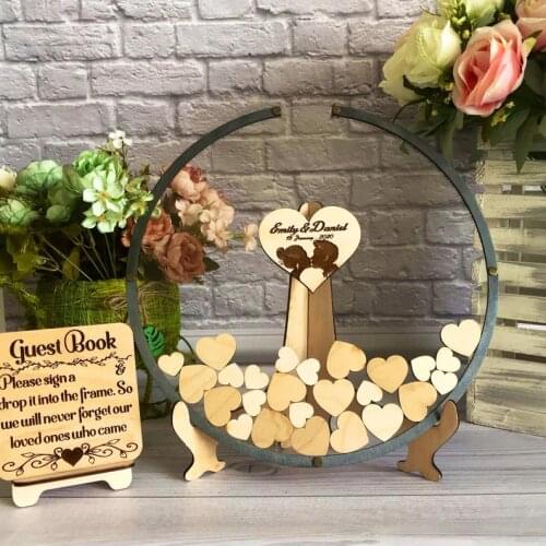 Round Acrylic Wedding Guest Book Alternative,Round Wedding Sign,Wedding Clear Guestbook,Round Wood Sign,Custom Guest Book