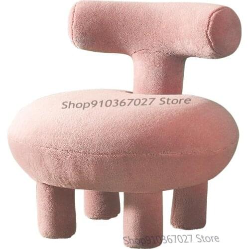Nordic Cute Casual Childrens Chair Living Room Bedroom Net Red Ins Sofa Chair Simple Low Stool Creative Back Stool