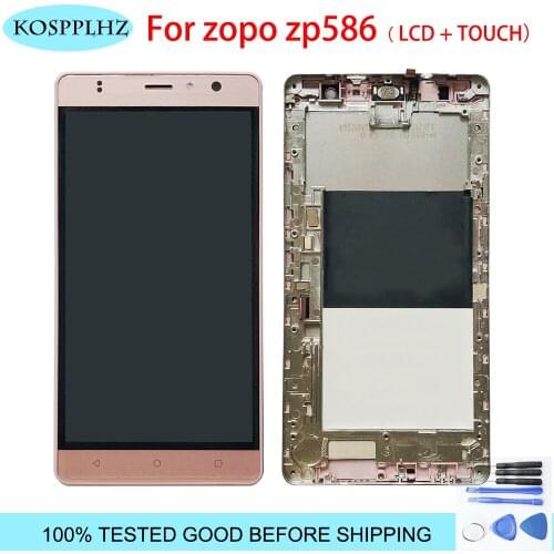 For zopo zp586 LCD Display And Touch Screen Assembly with frame Repair Parts For zopo zp586 5.5 inch 1280*720P Phone + Tools