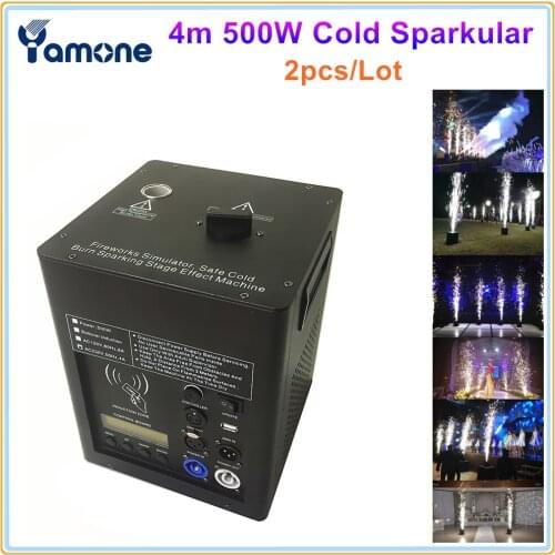 2pcs/Lot 500W Cold Spark Firework Machine Spray 1-4m Fountain Fireworks DMX And Remote Control For Wedding Celebration Stage