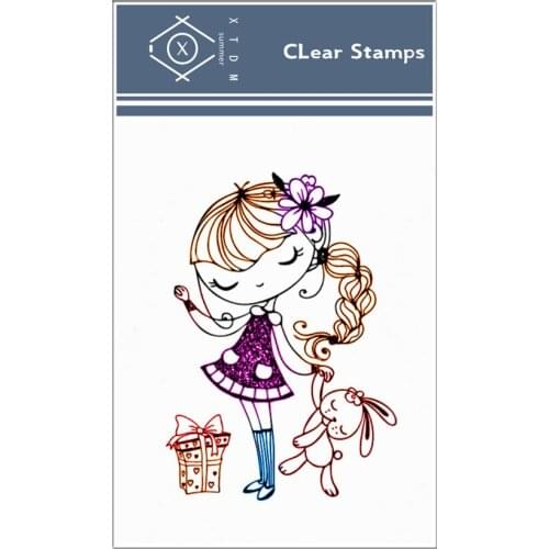 Hot sale Bunny girl Transparent Clear Stamps / Silicone Seals Roller Stamp for DIY scrapbooking photo album/Card Making