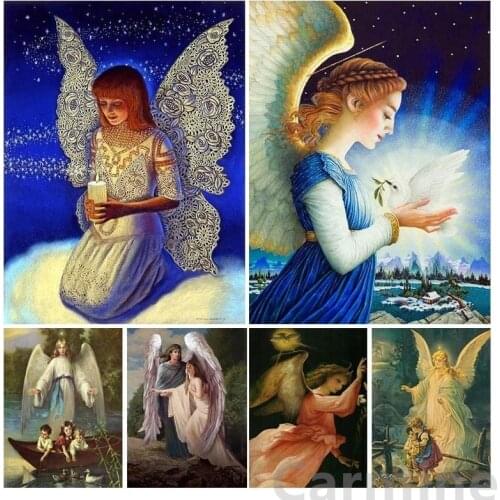 Portrait Art 5D DIY Diamond Painting Angel Wing Beauty Cross Stitch Embroidery Picture Full Round&Square Drill Home Decoration