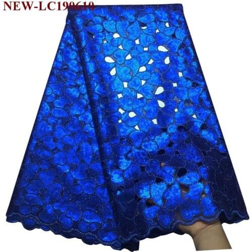 Royal blue High Quality French Nigerian Sequins Net Lace African Tulle Mesh Lace Fabric for Party Dress 5 yards/lot SE010