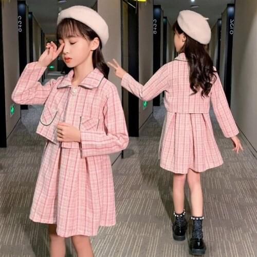 Girl Pink Cute Skirt Suit 2020 Spring Autumn New Korean Fashion Small Fragrance Two Piece Outfits High Quality Christmas Costume