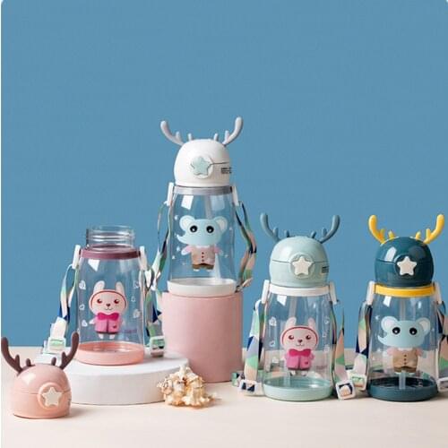 Cute Drinking Cup Summer Kids Water Bottle For School Cartoons Cup With Straw Baby Feeding Children Drinking Mug