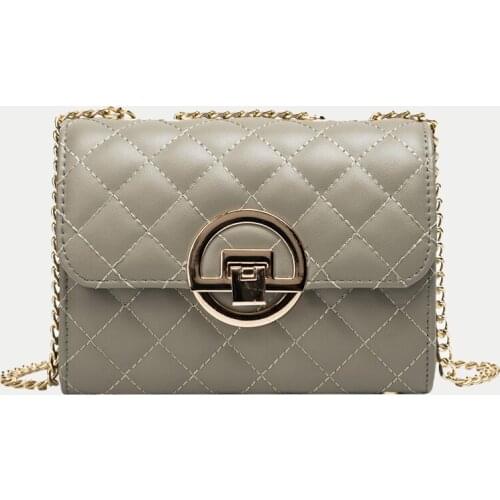 Fashion Plaid Shoulder Bags for Women Solid Color PU Leather Chains Crossbody Flap Messenger Bag Female Small Handbag Purse