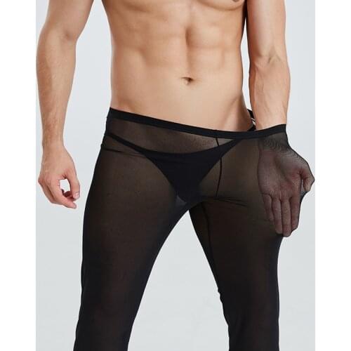 Men See-through Loose Pajamas Breathable Mesh Sheer Lounge Pants Soft Comfortable Trousers Sleepwear Sleep Bottoms Multi Colors
