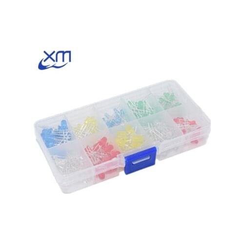 200PC/Lot 3MM 5MM Led Kit With Box Mixed Color Red Green Yellow Blue White Light Emitting Diode Assortment 20PCS Each New