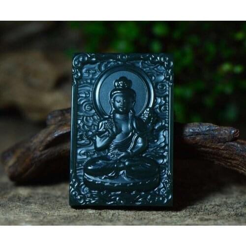 Natural Xinjiang Hetian Jade Green Level 1 Fine Art to Bodhisattva Pendant hp350