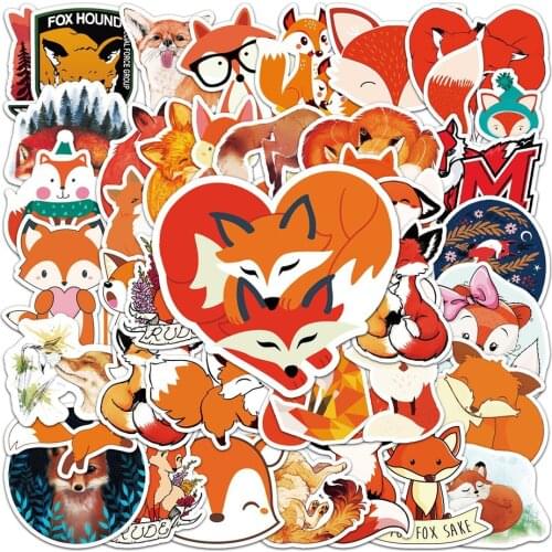 2021 New Cute Sly Fox Cute Cartoon Personality DIY Graffiti Decoration Suitcase Guitar Waterproof Sticker Wholesale