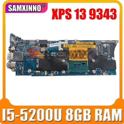 Original Laptop motherboard For DELL XPS 13 9343 I5-5200U 8GB RAM 0WF2C3 CN-0WF2C3 ZAZ00 LA-B441P Mainboard