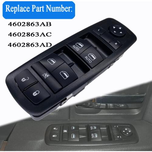 Power Window Master Control Switch 4602863AB Driver Side Switch Button for Dodge Ram 1500 2500 3500 Auto Replaces 4602863AB F070
