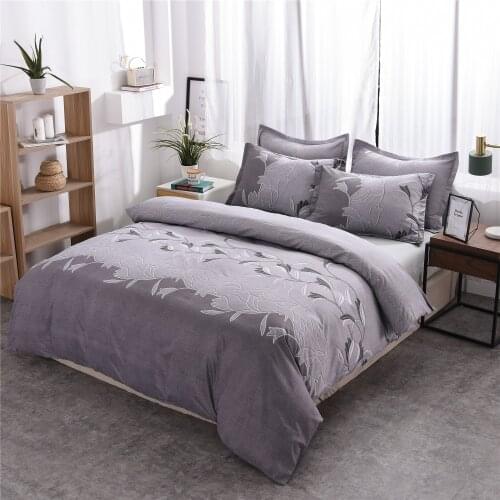 Luxury grey King Comforter Set Embroidery Bedclothes With Pillowcase High Quality Bedding Queen Size Duvet Cover For Adult