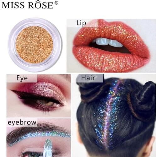 MISS ROSE Eyeshadow Pink, Colorful Gold Cong Eye Shadow Bling High Gloss Facial Liquid Powder Festive Makeup Cosmetic Gift