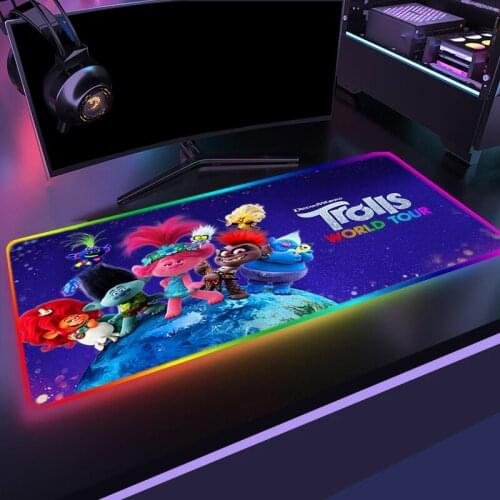 Trolls Mause Pad Mouse RGB 7 Colors LED Light Gamers Accessories Mausepad PC Gamer Cabinet Varmilo Rug Table Pads Desk Mat Mice
