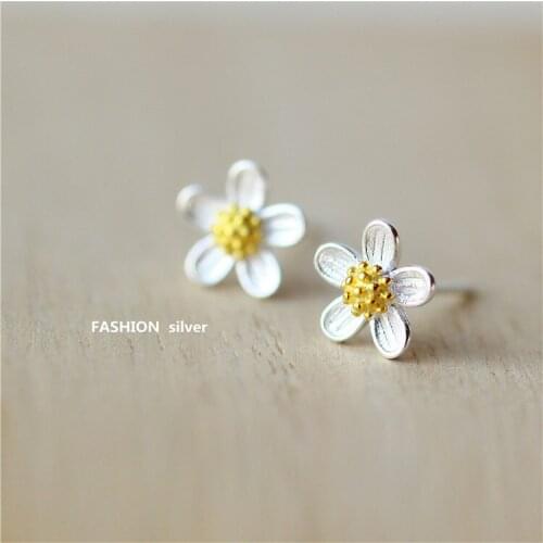 Cute 925 Sterling Silver Simple Flower Earrings Women Exquisite Sweet Wedding Party Jewelry Women Gift Stud Brinco
