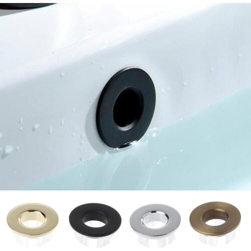 1Pcs Basin Faucet Sink Overflow Cover Black Brass Six Foot Ring Spare Cover Tidy Insert Replacement Chrome Trim Bathroom Parts