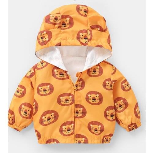Spring Autumn Kids Baby Boy Girl Coat Cute Dinosaur Cartoon Printed Jacket 1-4T Windbreaker For Children