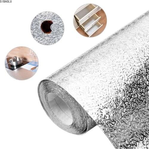 3M/5M/10M Aluminum Foil kitchen wallpaper waterproof self adhesive wallpaper sticker adhesive paper for furniture