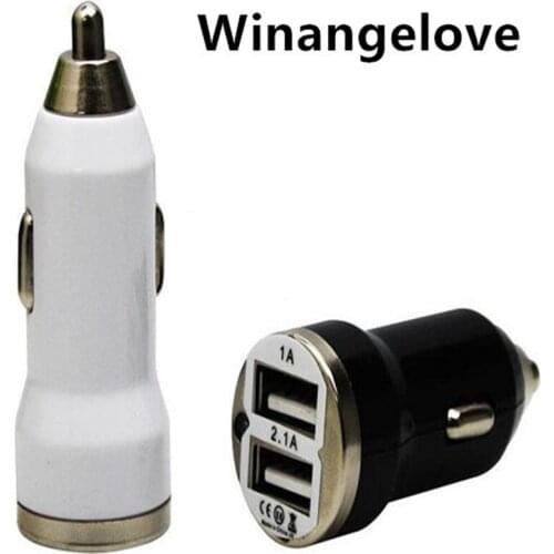 Winangelove 1000pcs/lot Mini bullet 2.1A+1A dual 2 usb ports car charger adapter for iphone 5 5s 6 6s 7 for samsung s7 s6