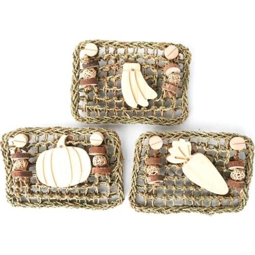 Funny Parrot Toys Woven Seagrass Birds Foraging Wall Toy Climbing Chewing Hanging Mat Toy Parrot Rabbit Chewing Training Tool