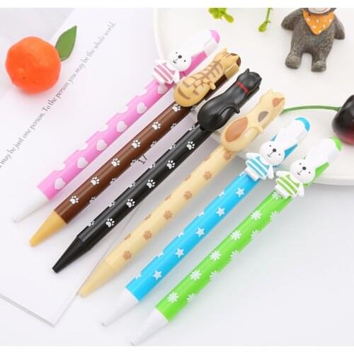 1 Piece Lytwtws INS Cat Rabbit Press Ballpoint Pen Office School Supplies Stationery Gift Cute Kawaii Nurse Funny Pens