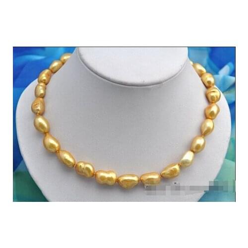 11x16mm baroque golden freshwater pearl necklace 17"