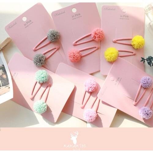 12pcs/Set Colorful Girls Hair Clips Cute Fresh Yarn Ball Hairpins Sweet Barrettes Kids Hair Accessories Ornaments