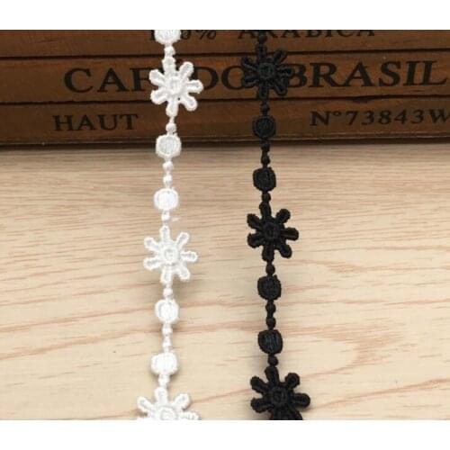 15 Yards Flowers Polyester Lace Trim Black White Color Embroidered Lace Ribbon For Sewing Craft Wedding Diy Decoration 13mm