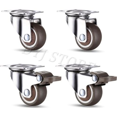 2/4 Pack 360 Degree Swivel Caster Wheels Heavy Duty Caster With Top Plate TPE Rubber Caster For Furniture Carts Warehouse Shelf