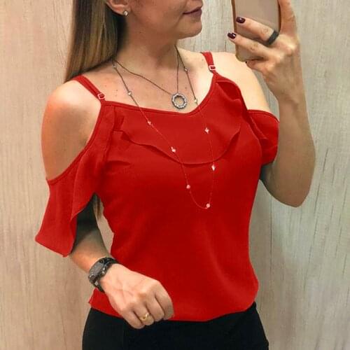 2021 new Elegant Sling Strapless Ruffles Blouse Women Summer Y2K Clothes Harajuku Plus Size Casual Spaghetti Strap Solid Shirts