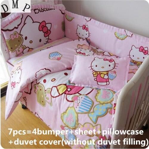 6/7PCS Cot Bedding piece Set 100%Cotton cot set baby bedding Cot Protector cama infantil