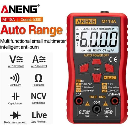 ANENG M118A Auto Ranging Digital Multimeter High-Accuracy TRMS 6000 Counts Voltage Current Ohm Capacitance Diode Multi Tester