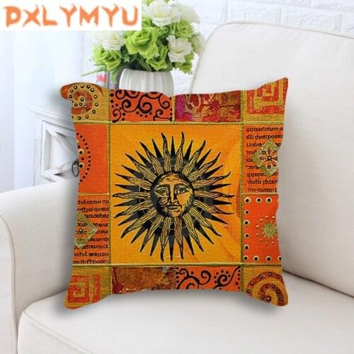 Decorative Cushion The Sun Printed Waist Throw Pillow 45x45cm the symbol of power Linen Cotton Cushion For Sofa Home Decor