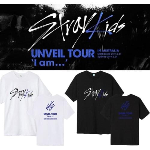 Kpop Stray kids T-shirt UnveilTour Concert Shirt Tops Unisex Casual short sleeve Crew Neck Tee