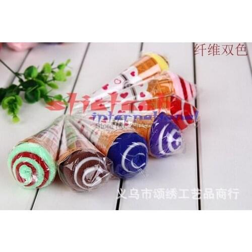 By dhl or ems 500pcs 2016 Hot Sell Portable Double Color Cute Soft Washing Towel Shaped Ice Cream Gift Favor