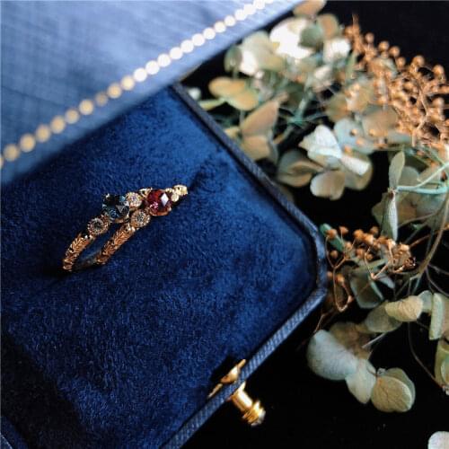 Designer original natural garnet opening adjustable ring Chinese style retro elegant light luxury charm female jeweler